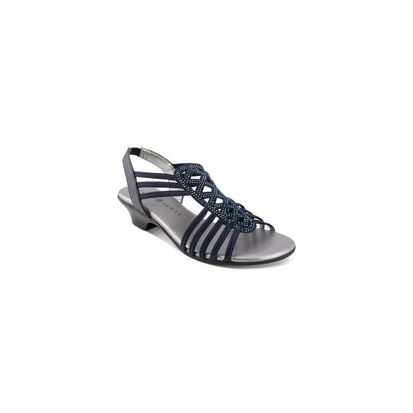Karen Scott Womens Brookee Embossed Sling Back Dress Heels Navy Size 10 M main image 1
